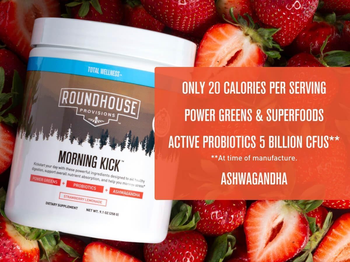 Roundhouse Provisions Morning Kick Greens – Strawberry Lemonade – 30 Servings