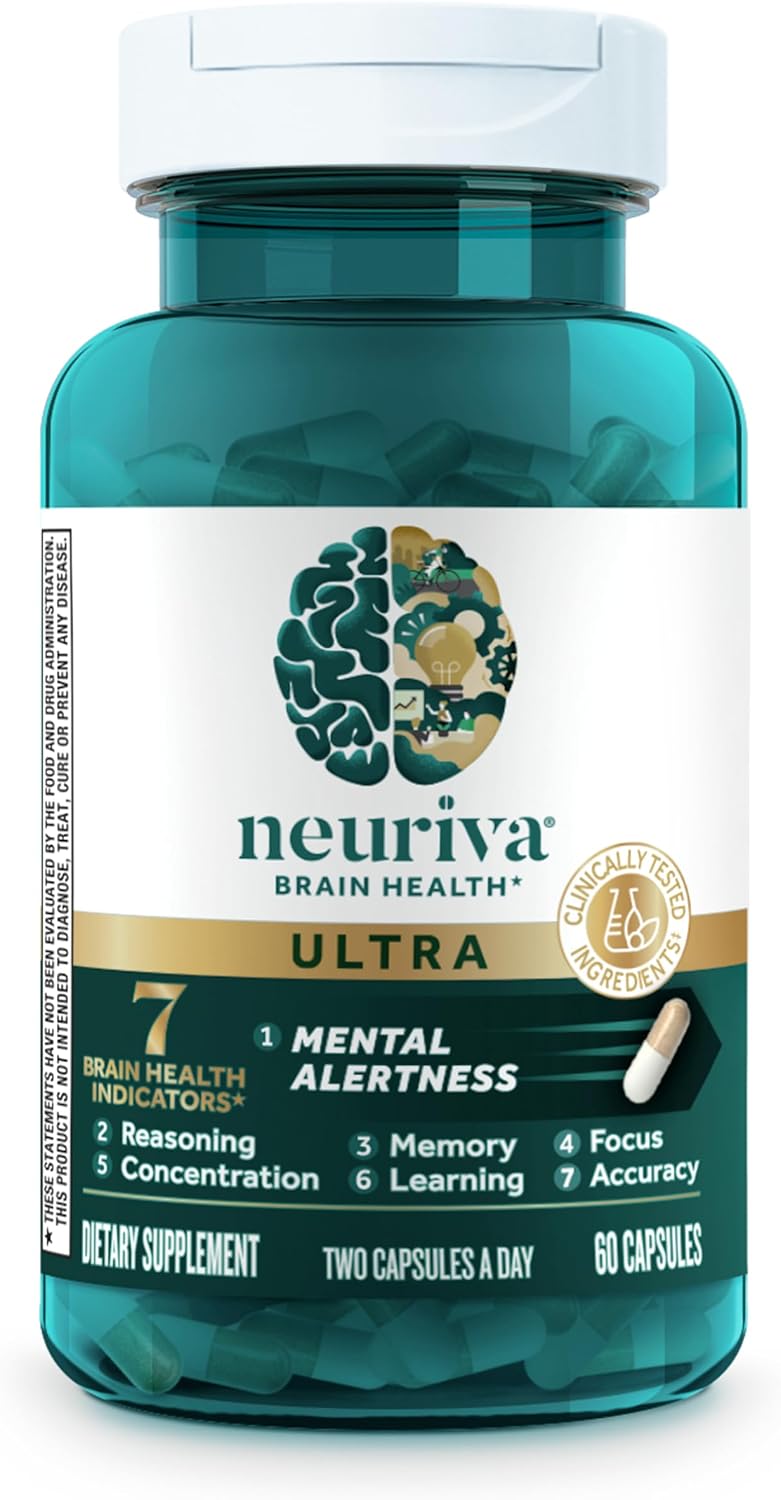 NEURIVA Ultra Brain Supplement – Memory & Focus Support – 60 Capsules