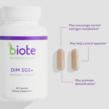 Biote Nutraceuticals DIM SGS+ – Hormone & Detox Support – 60 Capsules