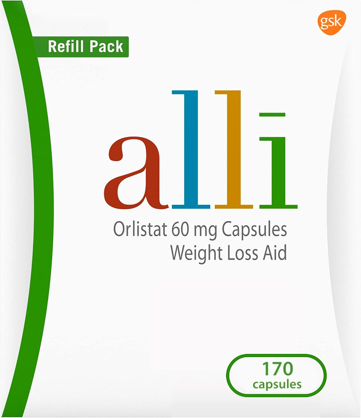 alli Weight Loss Supplement – Orlistat 60 mg Capsules – 170 Count Refill Pack