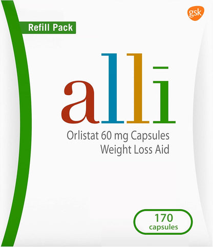 alli Weight Loss Supplement – Orlistat 60 mg Capsules – 170 Count Refill Pack