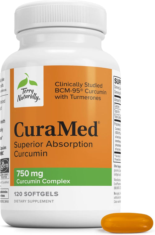 Terry Naturally CuraMed 750 mg – Curcumin Support Supplement – 120 Capsules