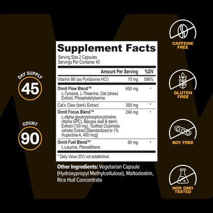 ONNIT Alpha Brain Nootropic Supplement – Focus & Memory Support – 90 Capsules