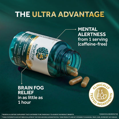NEURIVA Ultra Brain Supplement – Memory & Focus Support – 60 Capsules