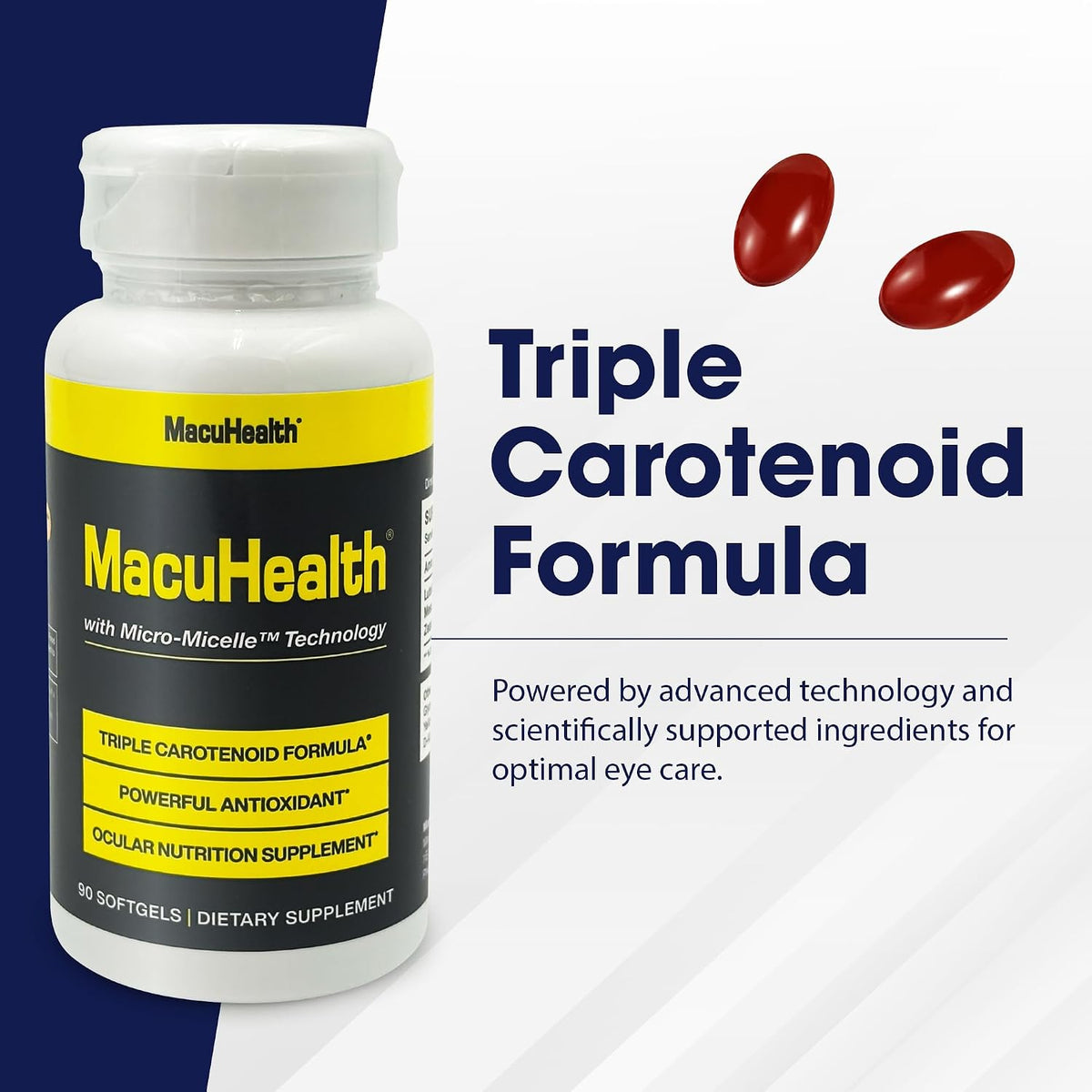 MacuHealth Triple Carotenoid Formula – Eye Health Vitamins for Adults – 90 Softgels