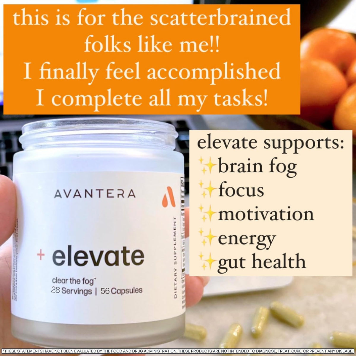 Avantera Elevate Premium Nootropic Supplement – Memory, Focus & Energy Support – 56 Count