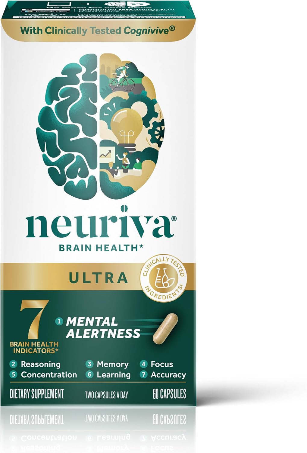 NEURIVA Ultra Brain Supplement – Memory & Focus Support – 60 Capsules
