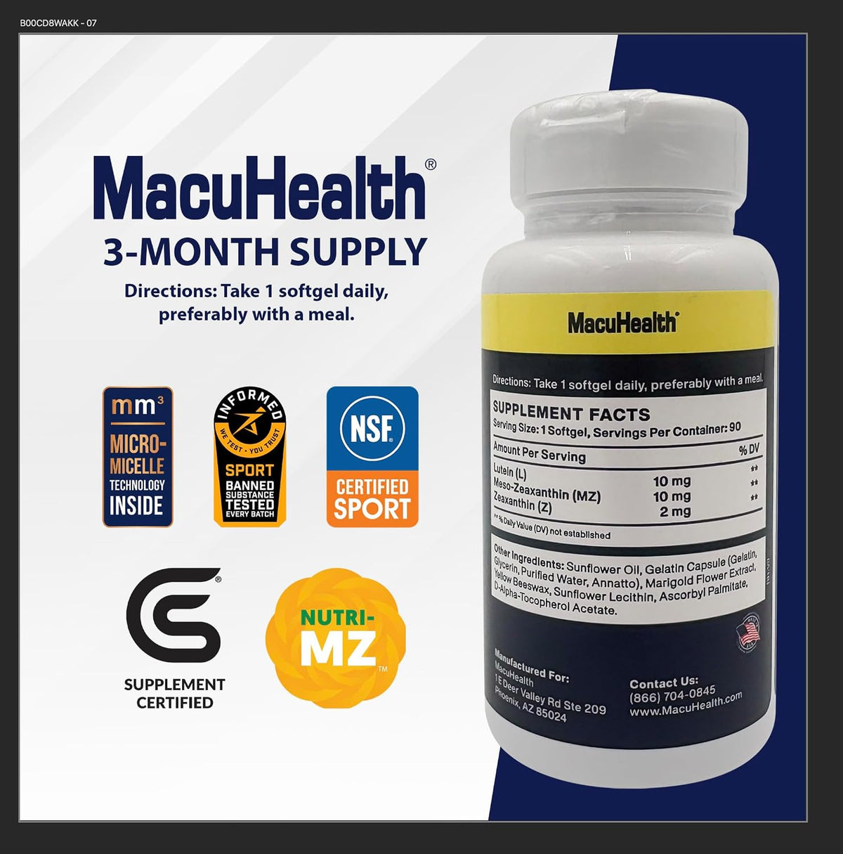 MacuHealth Triple Carotenoid Formula – Eye Health Vitamins for Adults – 90 Softgels