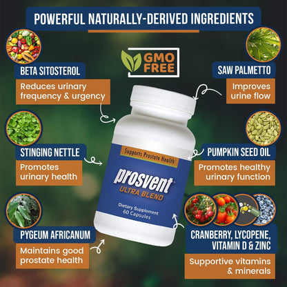 Prosvent Ultra Prostate Support with Cranberry – 60 Capsules