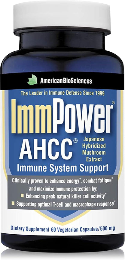 American BioSciences ImmPower AHCC 500 mg Herbal Mushroom Supplement – Immune Support – 60 Veggie Capsules