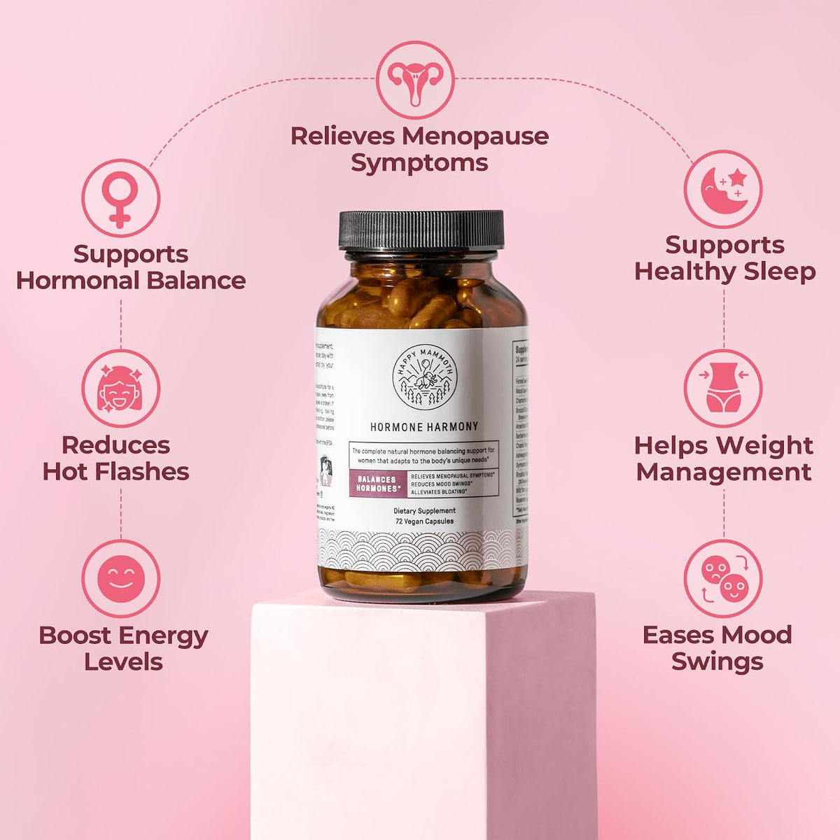 Happy Mammoth Hormone Harmony – Natural Hormonal Support for Women – 72 Capsules