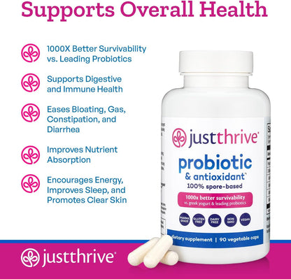 Just Thrive Probiotic & Antioxidant – 100% Spore-Based Digestive Support