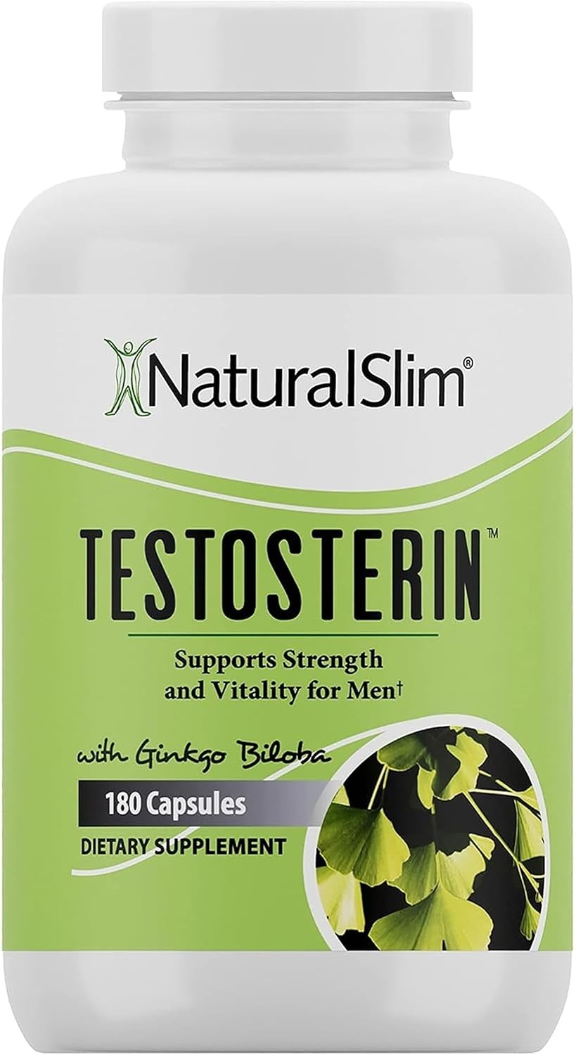 NaturalSlim Testosterin Testosterone Support – Ginkgo Biloba – 180 Capsules