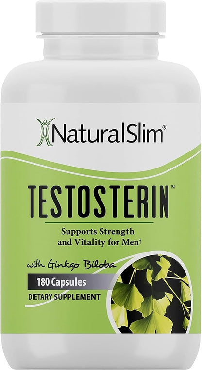 NaturalSlim Testosterin Testosterone Support – Ginkgo Biloba – 180 Capsules