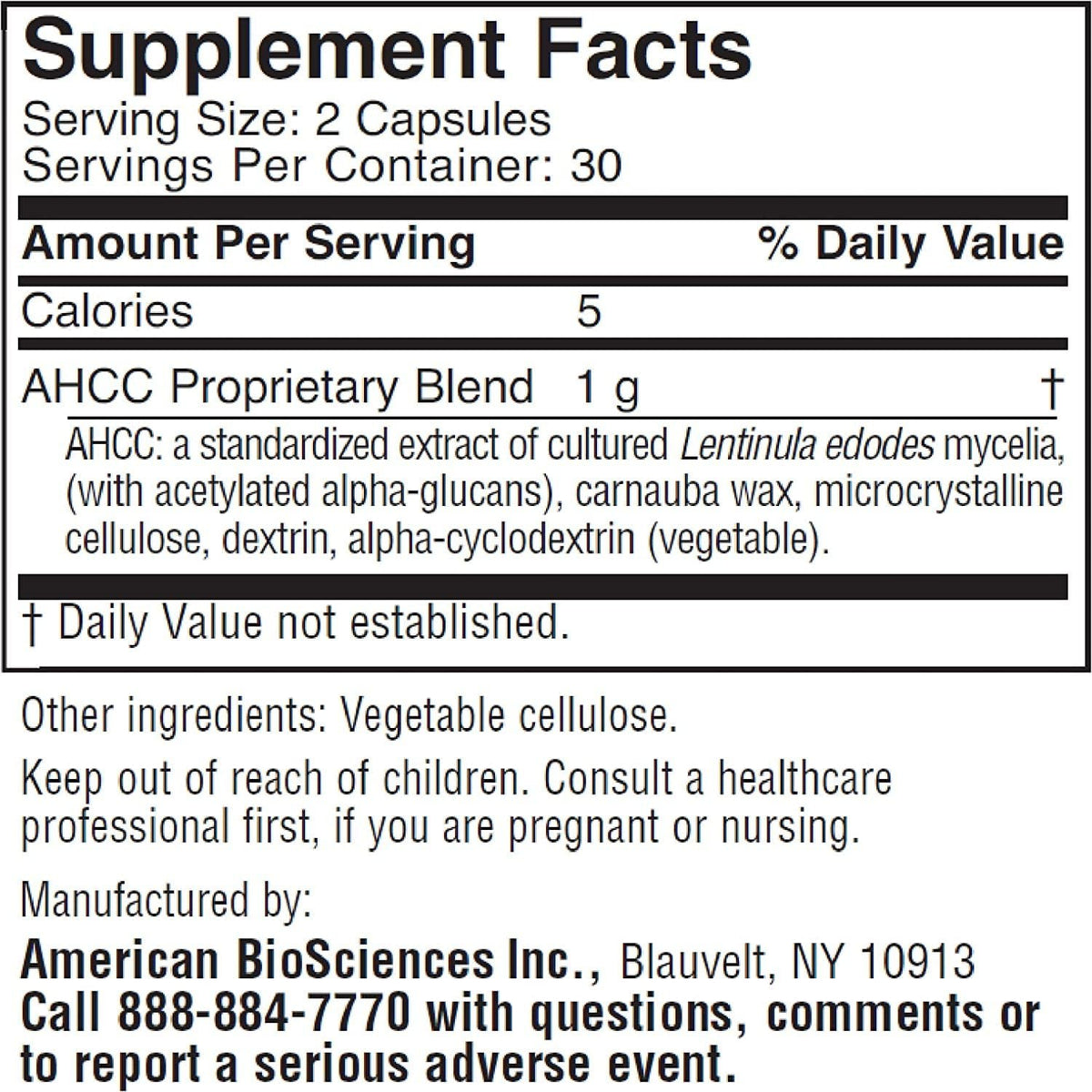 American BioSciences ImmPower AHCC 500 mg Herbal Mushroom Supplement – Immune Support – 60 Veggie Capsules