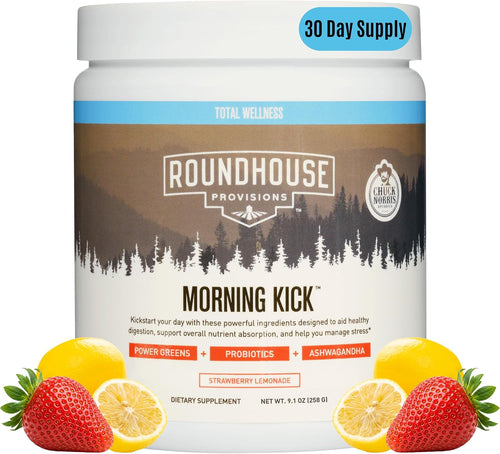 Roundhouse Provisions Morning Kick Greens – Strawberry Lemonade – 30 Servings