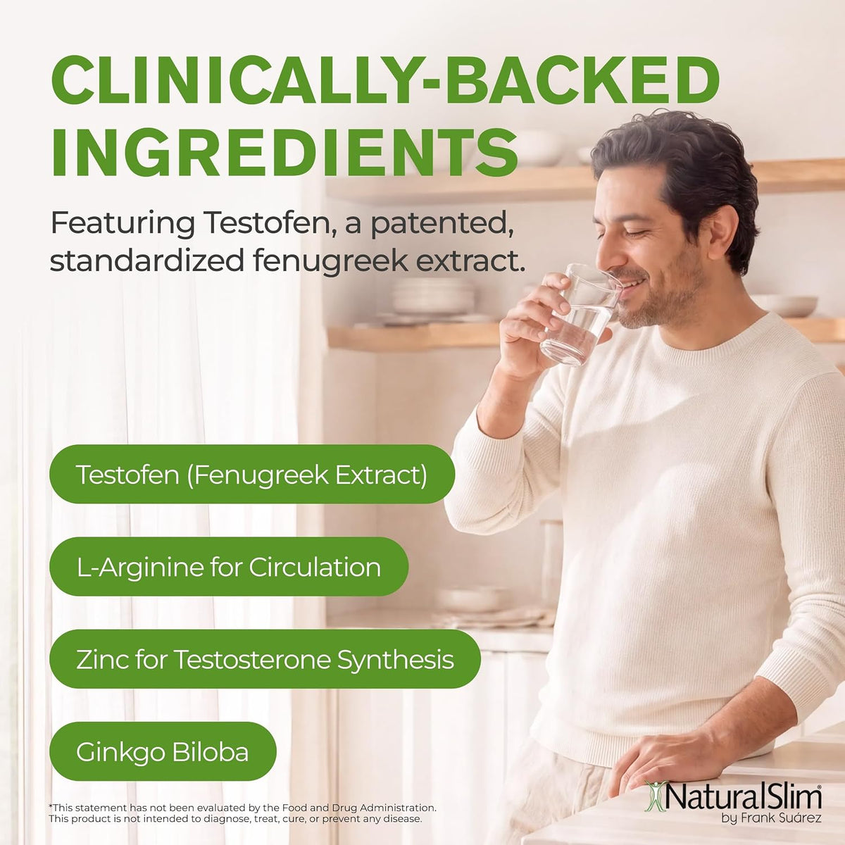 NaturalSlim Testosterin Testosterone Support – Ginkgo Biloba – 180 Capsules