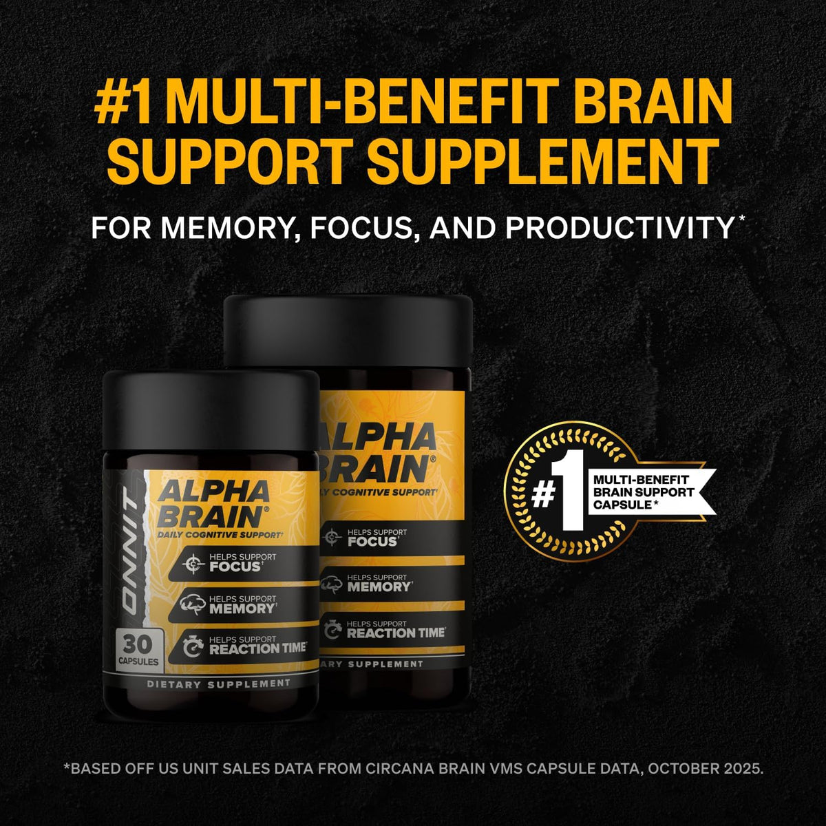 Alpha Brain Memory & Focus Supplement – Daily Cognitive Support – 60 Capsules