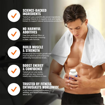 TestoFuel 120 Testosterone Support Pills for Men – Natural Formula with Fenugreek & Magnesium