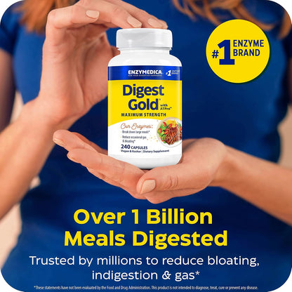 Enzymedica Digest Gold + ATPro – Maximum Strength Digestive Enzymes – 240 Capsules