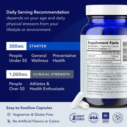 TRU NIAGEN NAD+ Supplement – Nicotinamide Riboside 300 mg – 90 Servings