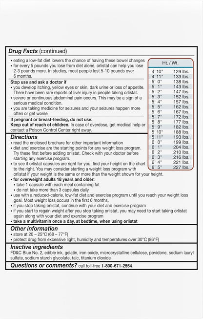alli Weight Loss Aid – Orlistat 60 mg Capsules – 120 Count Refill Pack