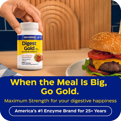 Enzymedica Digest Gold + ATPro – Maximum Strength Digestive Enzymes – 240 Capsules
