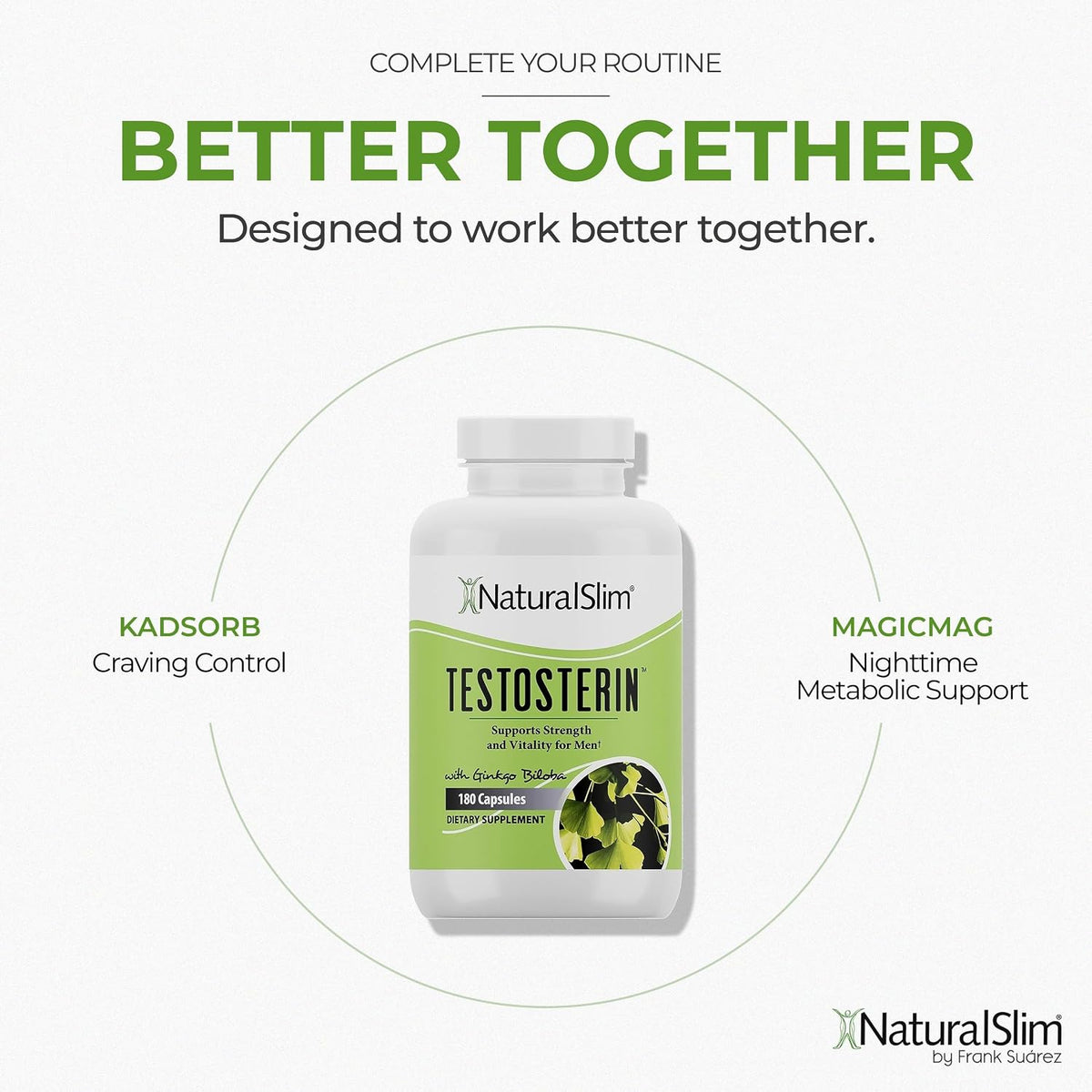 NaturalSlim Testosterin Testosterone Support – Ginkgo Biloba – 180 Capsules