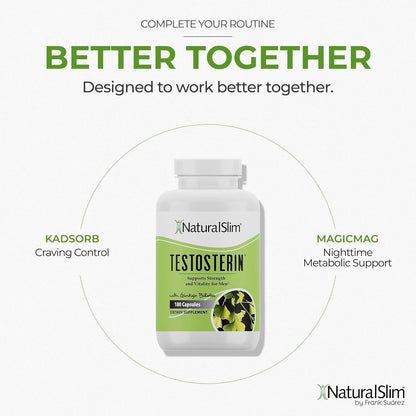 NaturalSlim Testosterin Testosterone Support – Ginkgo Biloba – 180 Capsules